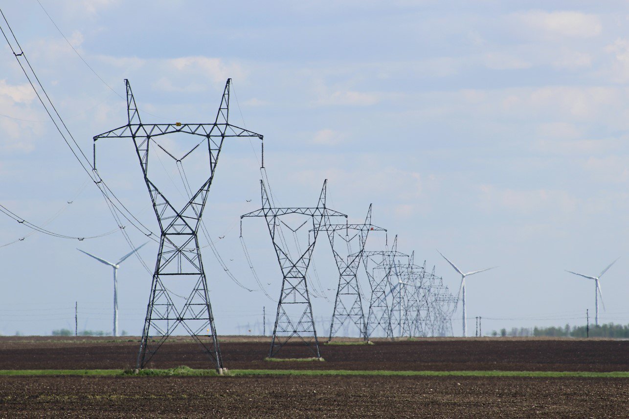 power lines in farm field